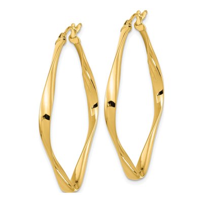 14K Yellow Gold Twisted Square Hoop Earrings – view 3