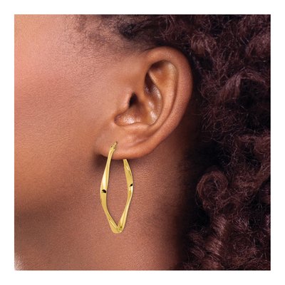 14K Yellow Gold Twisted Square Hoop Earrings – view 4