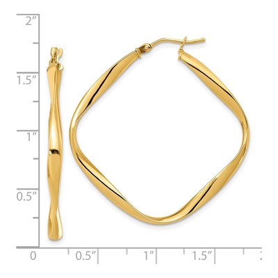 14K Yellow Gold Twisted Square Hoop Earrings – view 5