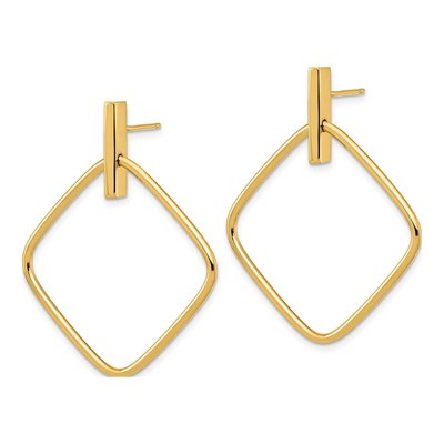 14K Yellow Gold Square Dangle Earrings – view 3
