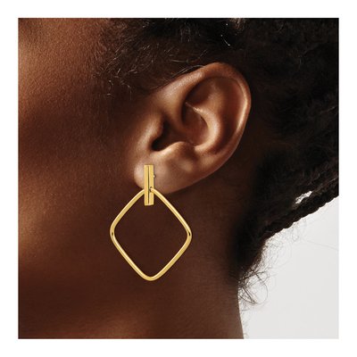 14K Yellow Gold Square Dangle Earrings – view 4
