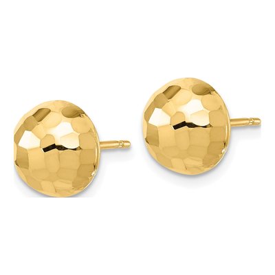 14K Yellow Gold Diamond-Cut Button Stud Earrings – view 3