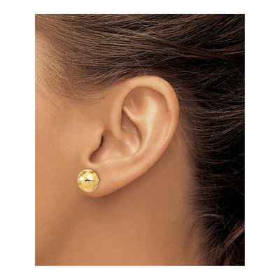 14K Yellow Gold Diamond-Cut Button Stud Earrings – view 4