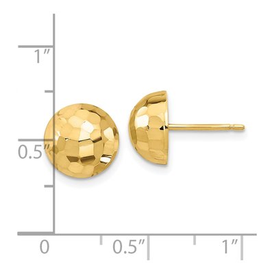 14K Yellow Gold Diamond-Cut Button Stud Earrings – view 5