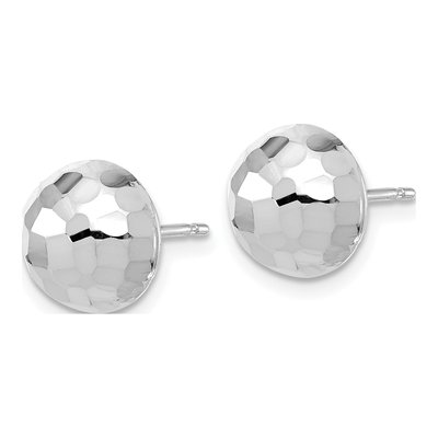 14K White Gold Diamond-Cut Button Stud Earrings – view 3