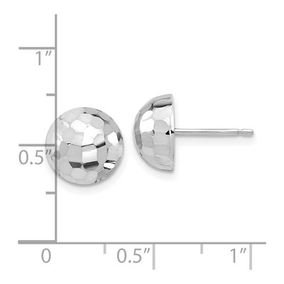 14K White Gold Diamond-Cut Button Stud Earrings – view 5