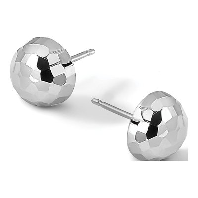 14K White Gold Diamond-Cut Button Stud Earrings – view 6