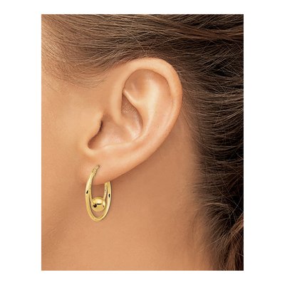 14K Yellow Gold Textured Ball Hoop Earrings | Leslie's – view 4