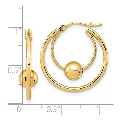 14K Yellow Gold Textured Ball Hoop Earrings | Leslie's – view 5