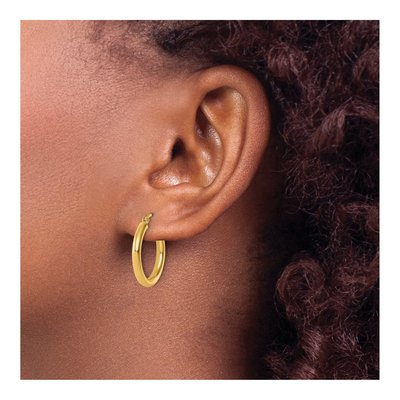 14K Yellow Gold 20mm Tube Hoop Earrings – view 5