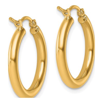 14K Yellow Gold 20mm Tube Hoop Earrings – view 6