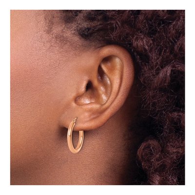 14K Rose Gold 20mm Tube Hoop Earrings – view 5