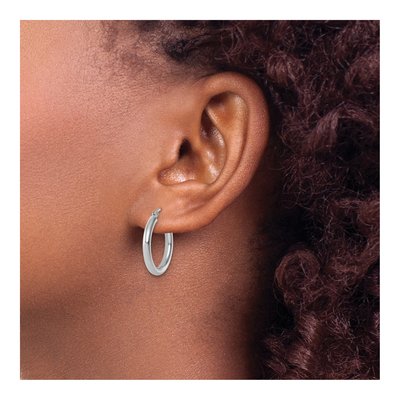 14K White Gold 20mm Tube Hoop Earrings – view 5