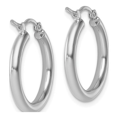 14K White Gold 20mm Tube Hoop Earrings – view 6