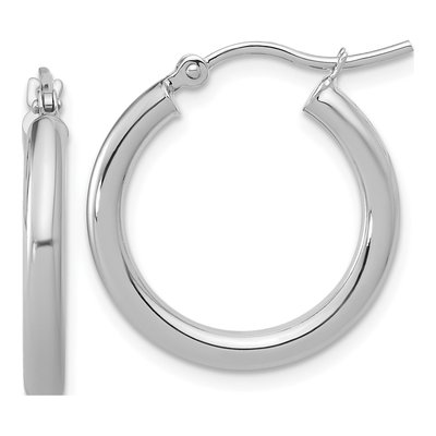 14K White Gold 20mm Tube Hoop Earrings