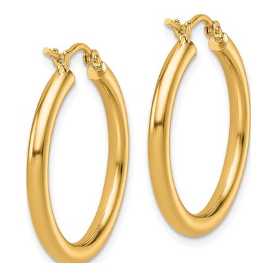 14K Yellow Gold 25mm Tube Hoop Earrings – view 6
