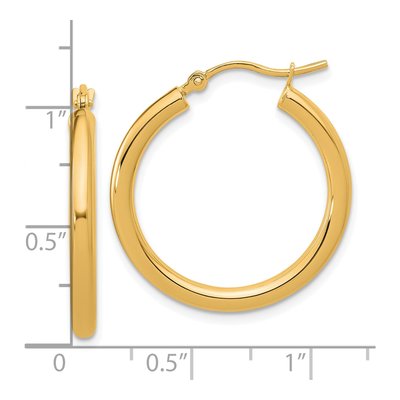 14K Yellow Gold 25mm Tube Hoop Earrings – view 7