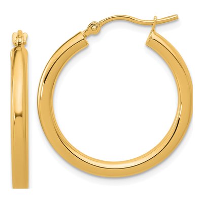 14K Yellow Gold 25mm Tube Hoop Earrings