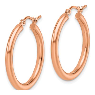14K Rose Gold 25mm Tube Hoop Earrings – view 4