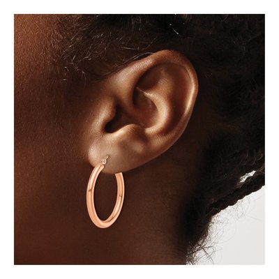 14K Rose Gold 25mm Tube Hoop Earrings – view 5