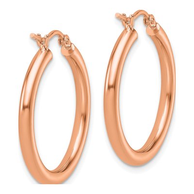 14K Rose Gold 25mm Tube Hoop Earrings – view 6