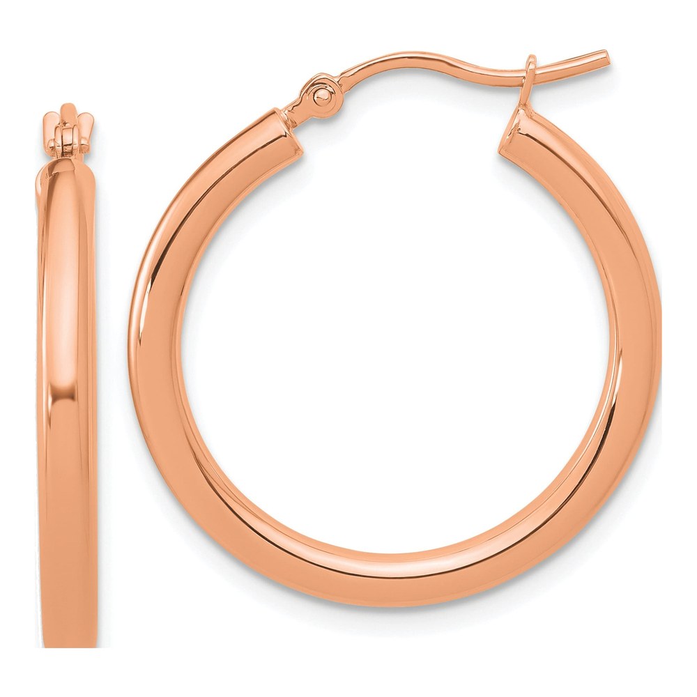 14K Rose Gold Lightweight Tube Hoop Earrings
