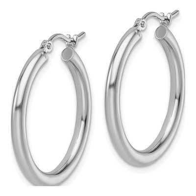 14K White Gold 25mm Tube Hoop Earrings – view 4