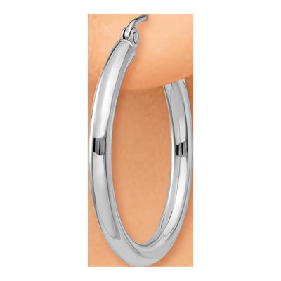 14K White Gold 25mm Tube Hoop Earrings – view 5