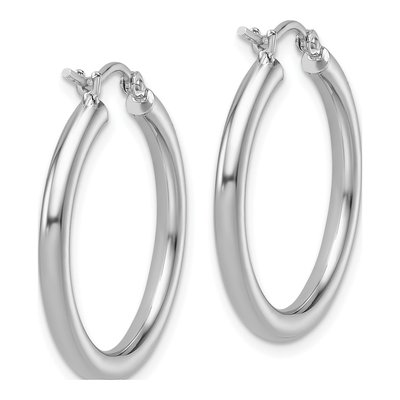 14K White Gold 25mm Tube Hoop Earrings – view 6