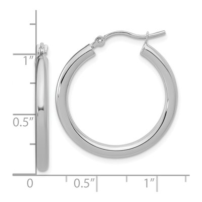 14K White Gold 25mm Tube Hoop Earrings – view 7