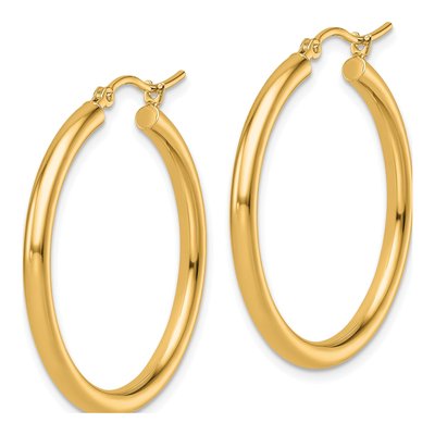 14K Yellow Gold 30mm Tube Hoop Earrings – view 4