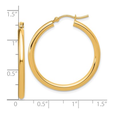 14K Yellow Gold 30mm Tube Hoop Earrings – view 7