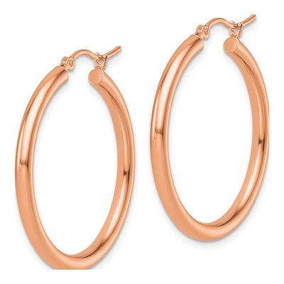 14K Rose Gold 30mm Tube Hoop Earrings – view 3