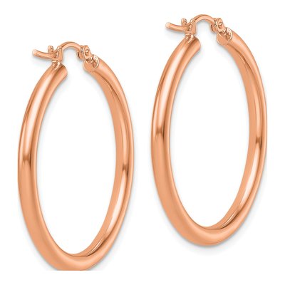 14K Rose Gold 30mm Tube Hoop Earrings – view 5
