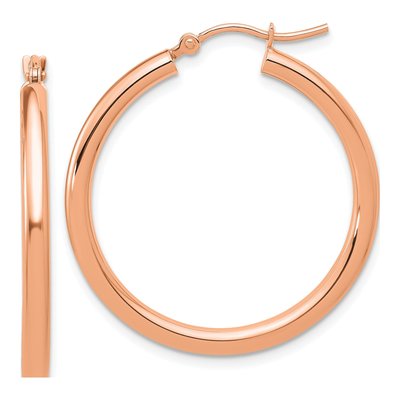 14K Rose Gold 30mm Tube Hoop Earrings
