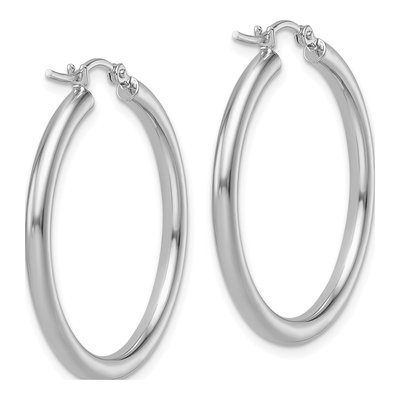 14K White Gold 30mm Tube Hoop Earrings – view 5