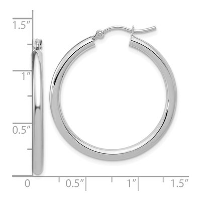 14K White Gold 30mm Tube Hoop Earrings – view 6