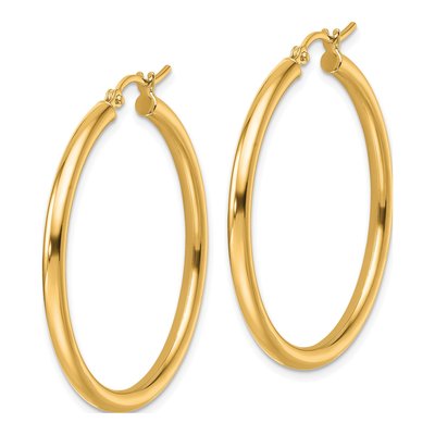 14K Yellow Gold 35mm Tube Hoop Earrings – view 4