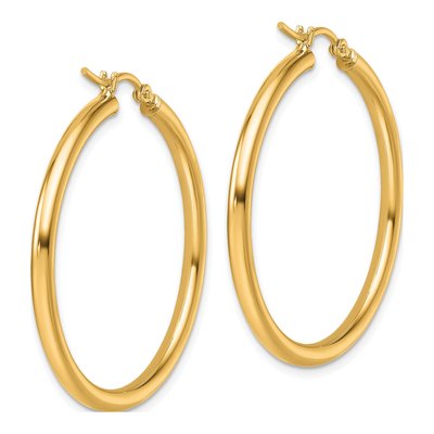 14K Yellow Gold 35mm Tube Hoop Earrings – view 6