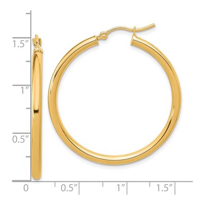 14K Yellow Gold 35mm Tube Hoop Earrings – view 7