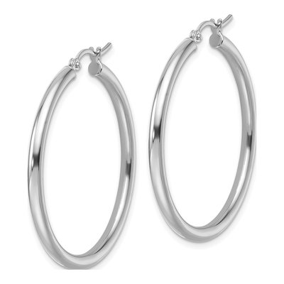 14K White Gold 35mm Tube Hoop Earrings – view 4
