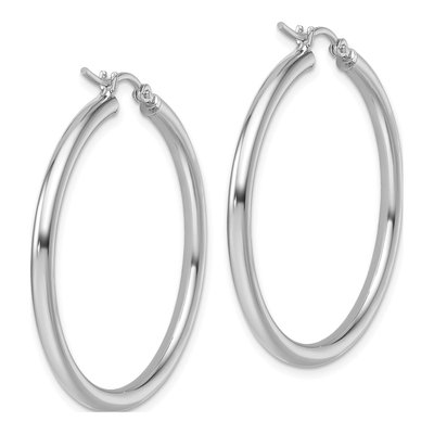 14K White Gold 35mm Tube Hoop Earrings – view 6
