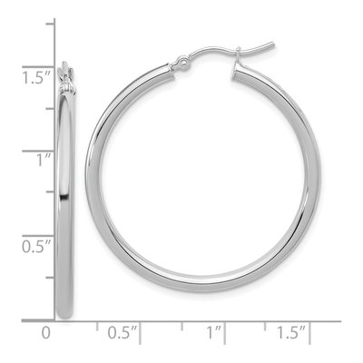 14K White Gold 35mm Tube Hoop Earrings – view 7