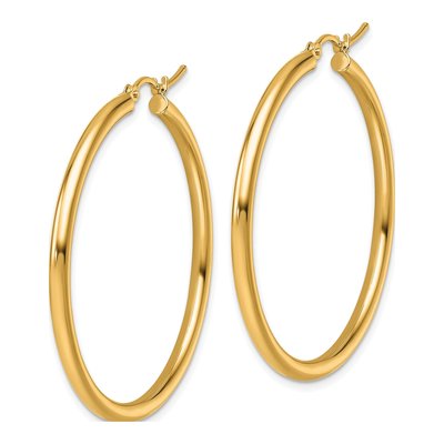 14K Yellow Gold 40mm Tube Hoop Earrings – view 4