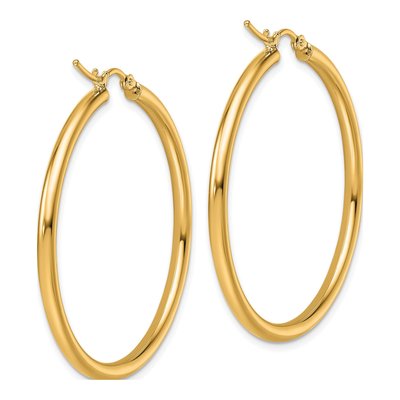 14K Yellow Gold 40mm Tube Hoop Earrings – view 6