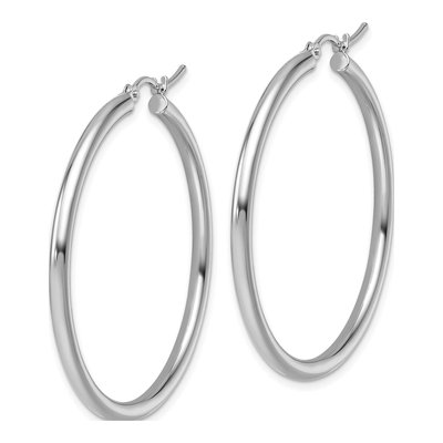 14K White Gold 40mm Tube Hoop Earrings – view 4