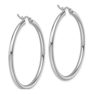 14K White Gold 40mm Tube Hoop Earrings – view 6