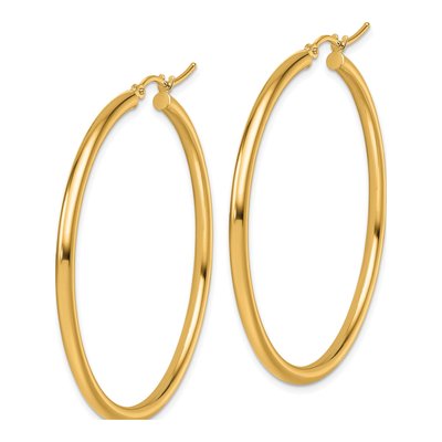 14K Yellow Gold 45mm Tube Hoop Earrings – view 3