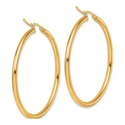 14K Yellow Gold 45mm Tube Hoop Earrings – view 5