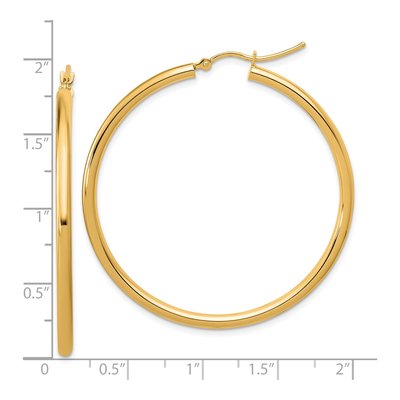 14K Yellow Gold 45mm Tube Hoop Earrings – view 6